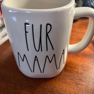 Rae Dunn Fur Mama White Ceramic Mug with Black Logo